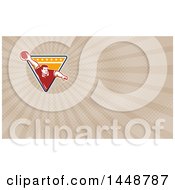 Clipart Of A Retro Man Ten Pin Bowling In A Triangle And Brown Rays Background Or Business Card Design Royalty Free Illustration