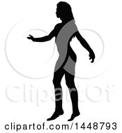 Clipart Of A Black Silhouetted Woman Dancing Royalty Free Vector Illustration