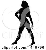 Clipart Of A Black Silhouetted Woman Dancing Royalty Free Vector Illustration
