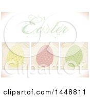 Clipart Of Easter Text Over Panels Of Polka Dot Eggs Royalty Free Vector Illustration