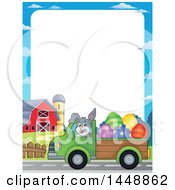 Poster, Art Print Of Border Of A Rabbit Hauling Giant Easter Eggs With A Pickup Truck