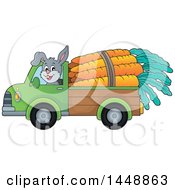Poster, Art Print Of Rabbit Hauling Giant Carrots With A Pickup Truck