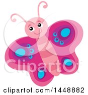 Clipart Of A Cute Pink Butterfly Royalty Free Vector Illustration by visekart