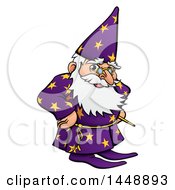 Poster, Art Print Of Cartoon Old Wizard With Hands On His Hips
