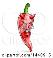 Clipart Of A Grinning Devil Red Chile Pepper Mascot Character Royalty Free Vector Illustration