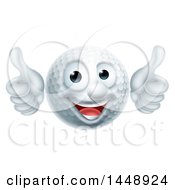 Clipart Of A Cartoon Happy Golf Ball Mascot Giving Two Thumbs Up Royalty Free Vector Illustration