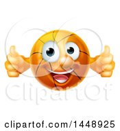 Clipart Of A Cartoon Happy Basketball Character Holding Two Thumbs Up Royalty Free Vector Illustration