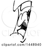 Poster, Art Print Of Black And White Doodle Sketched Male Mouth