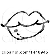 Poster, Art Print Of Black And White Doodle Sketched Female Mouth