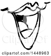 Poster, Art Print Of Black And White Doodle Sketched Female Mouth