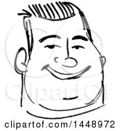 Clipart Of A Black And White Doodle Sketched Male Face Royalty Free Vector Illustration