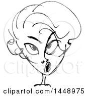 Poster, Art Print Of Black And White Doodle Sketched Female Face