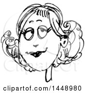 Clipart Of A Black And White Doodle Sketched Female Face Royalty Free Vector Illustration