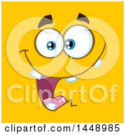 Clipart Of A Happy Toothy Face On Yellow Royalty Free Vector Illustration