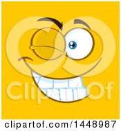 Poster, Art Print Of Winking Face On Yellow