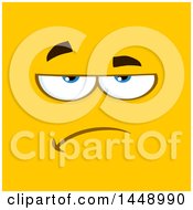 Clipart Of A Bored Or Skeptical Face On Yellow Royalty Free Vector Illustration