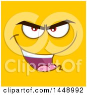 Clipart Of A Grinning Evil Face On Yellow Royalty Free Vector Illustration