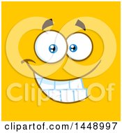 Poster, Art Print Of Grinning Face On Yellow