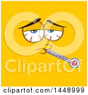 Clipart Of A Sick Face With A Thermometer On Yellow Royalty Free Vector Illustration by Hit Toon