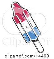 Red White And Blue Americana Inspired Melting Popsicle On A Stick Clipart Illustration by Andy Nortnik