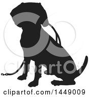 Black And White Silhouetted Beagle Dog Sitting With A Leash