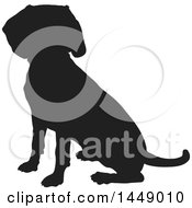 Poster, Art Print Of Black And White Silhouetted Beagle Dog Sitting