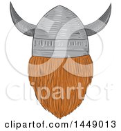 Clipart Graphic Of A Drawing Sketched Styled Rear View Of A Viking Head With A Helmet Royalty Free Vector Illustration