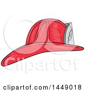 Clipart Graphic Of A Sketched Vintage Fire Fighter Helmet Royalty Free Vector Illustration