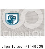 Clipart Of A Retro Angry Ram Goat In A Shield And Rays Background Or Business Card Design Royalty Free Illustration