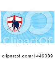 Poster, Art Print Of Silhouetted Knight In Full Armor Over An English Flag Shield And Blue Rays Background Or Business Card Design