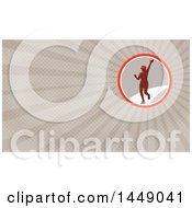 Poster, Art Print Of Retro Female Marathon Runner Waving And Rays Background Or Business Card Design
