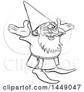 Poster, Art Print Of Black And White Lineart Old Wizard Cheering