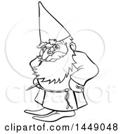 Clipart Graphic Of A Black And White Lineart Old Wizard Royalty Free Vector Illustration