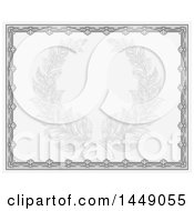 Poster, Art Print Of Faded Engraved Laurel Wreath In A Green Certificate Border
