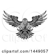 Poster, Art Print Of Black And White Fierce Swooping Bald Eagle With Talons Extended Flying Forward