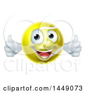 Poster, Art Print Of Cartoon Happy Tennis Ball Mascot Character Giving Two Thumbs Up