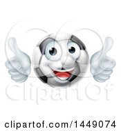 Poster, Art Print Of Cartoon Happy Soccer Ball Mascot Character Giving Two Thumbs Up
