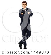 Clipart Graphic Of A Handsome And Confident Caucasian Businessman Standing With Folded Arms And One Ankle Over The Other Royalty Free Vector Illustration by AtStockIllustration