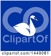 Poster, Art Print Of Flat Styled Swan On Blue