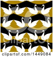 Poster, Art Print Of Flat Styled Seamless Swan Pattern