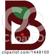 Retro Flat Styled Berry And Leaf Letter B Design