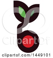 Clipart Graphic Of A Retro Flat Styled Berry And Leaf Letter B Design Royalty Free Vector Illustration by elena