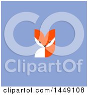 Clipart Graphic Of A Flat Styled Cute Fox On Blue Royalty Free Vector Illustration