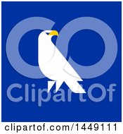 Clipart Graphic Of A Flat Styled White Eagle On Blue Royalty Free Vector Illustration