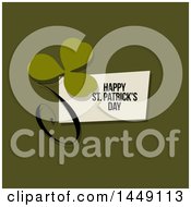 Poster, Art Print Of Retro Styled Clover With A Happy St Patricks Day Greeting On Green