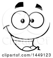 Clipart Graphic Of A Black And White Happy Face Royalty Free Vector Illustration