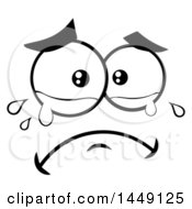 Clipart Graphic Of A Black And White Crying Face Royalty Free Vector Illustration