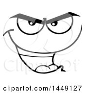 Clipart Graphic Of A Black And White Evil Face Royalty Free Vector Illustration