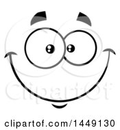 Clipart Graphic Of A Black And White Happy Face Royalty Free Vector Illustration