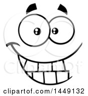 Clipart Graphic Of A Black And White Happy Grinning Face Royalty Free Vector Illustration